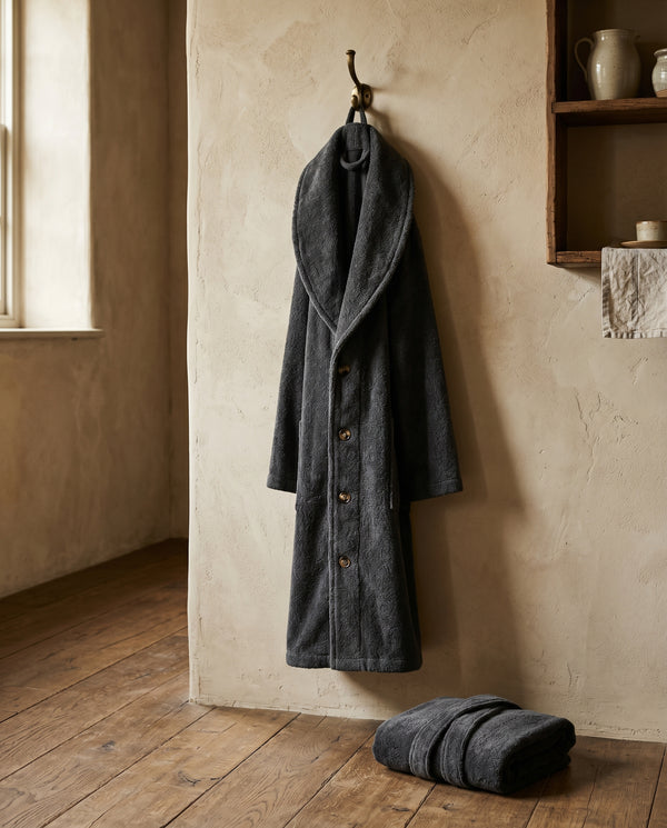 Linen-Baumwoll-Bademantel mit Schalkragen